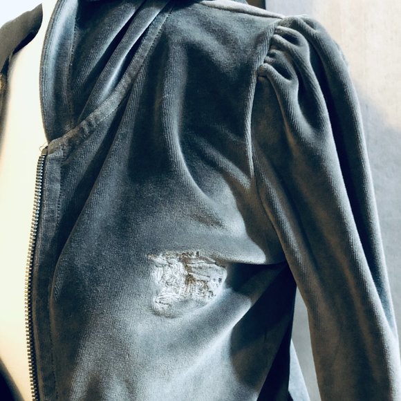 Burberry Brit | Velour Gray Hoodie (Size Medium) - Picture 3 of 11